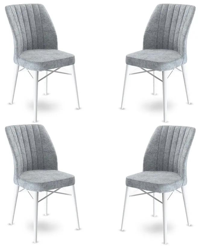 Set 4 scaune haaus Flex, Gri/Alb, textil, picioare metalice