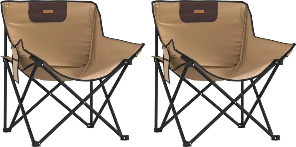 vidaXL Scaune de camping cu buzunar, pliabile, 2 buc., maro