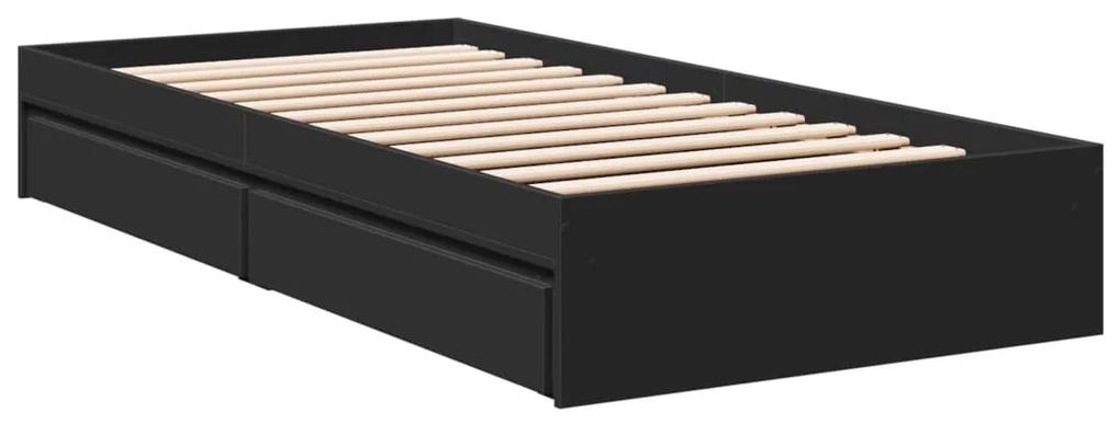3280672 vidaXL Cadru de pat cu sertare, negru, 100x200 cm, lemn prelucrat