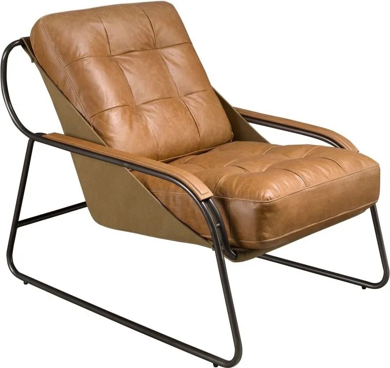 Fotoliu confortabil tapitat cu piele naturala Maro