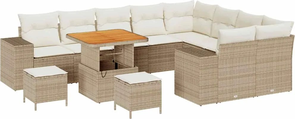 vidaXL Set de canapele pentru grădină cu pernă 12 pcs Bej și crem