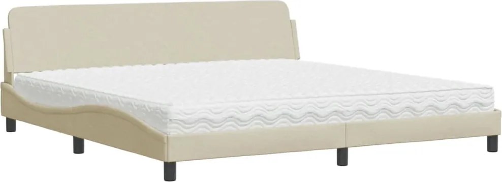 vidaXL Pat cu saltea, Dover, crem, 200x200 cm, textil