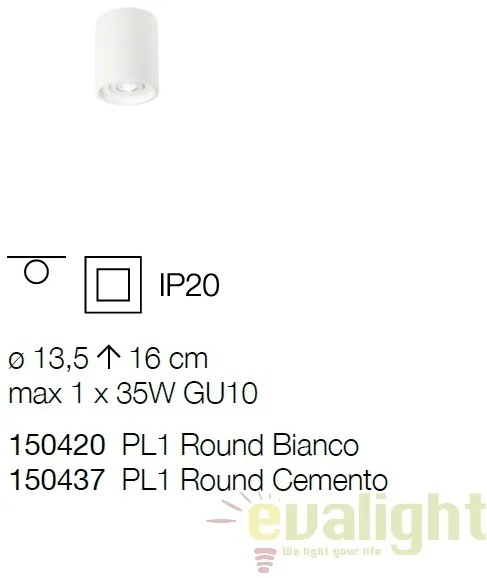 Plafoniera design modern minimalist OAK PL1 ROUND alba 150420
