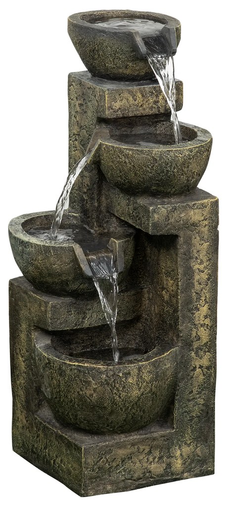 Outsunny Fântână de grădină ornament zen debit reglabil pompă submersibilă inclusă dim. 25L x 24l x 60H cm rășină negru | Aosom Romania