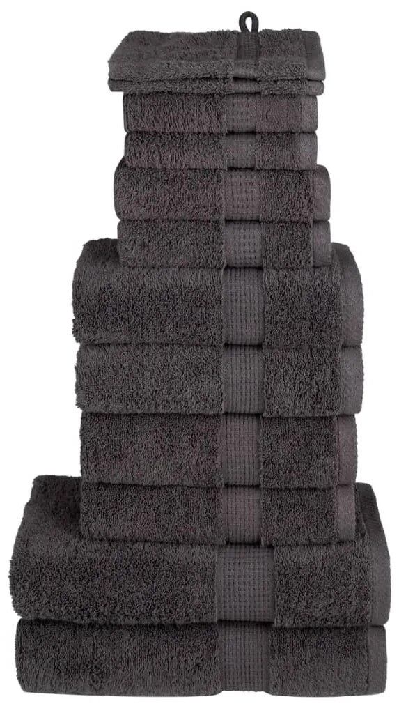 vidaXL Set de prosoape premium SOLUND, 12 piese, antracit, 600 g/m²