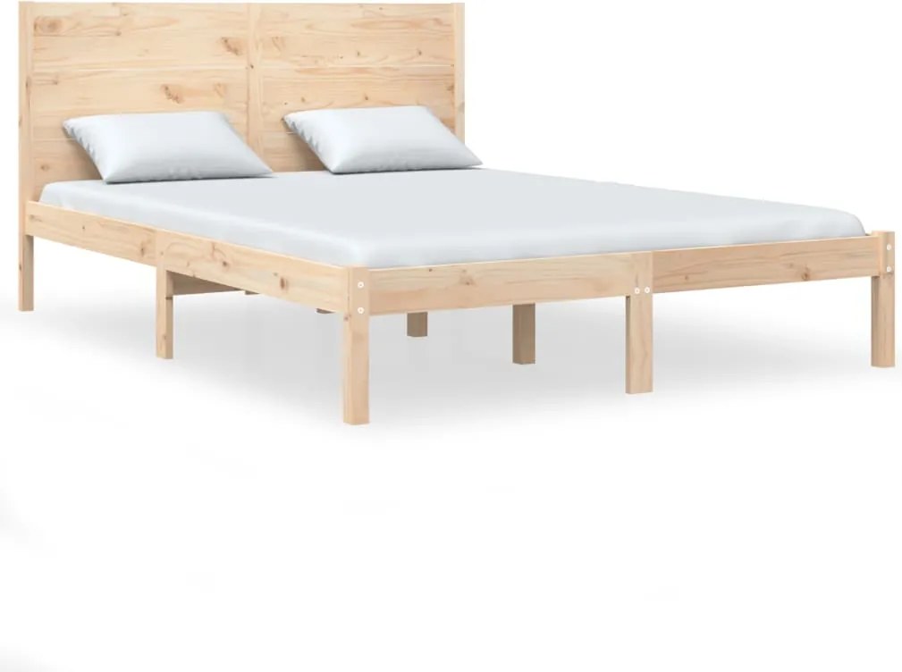 vidaXL Cadru de pat dublu, 135x190 cm, lemn masiv