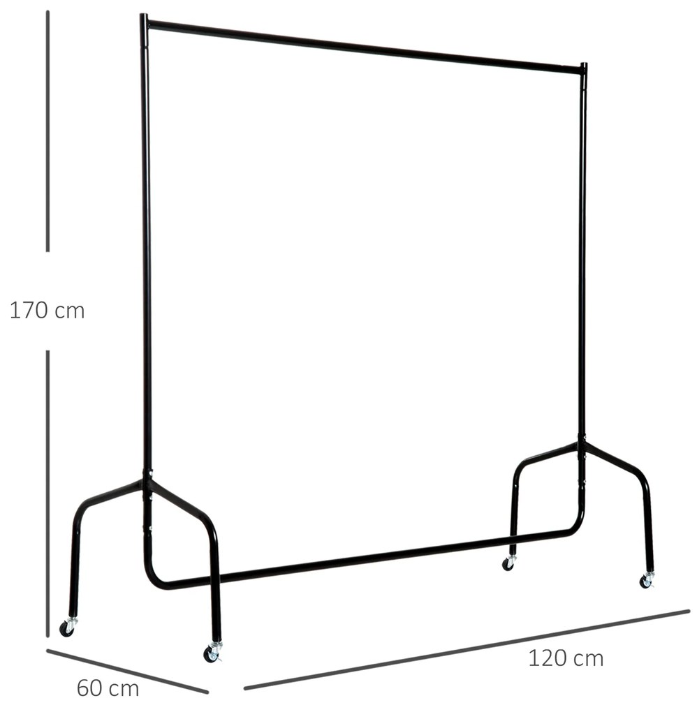 Homcom Suport pentru haine cu 4 roți de fier, 120x60x170cm