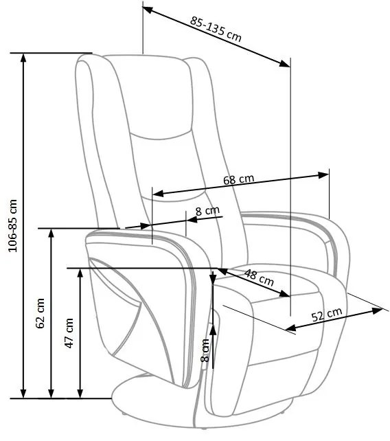 Fotoliu recliner cu functie de masaj Pulsar 2 stofa gri H106 cm