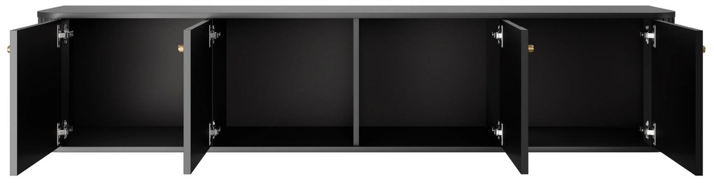 Comodă TV suspendată Vesper 4D 187 cm - negru / mânere aurii