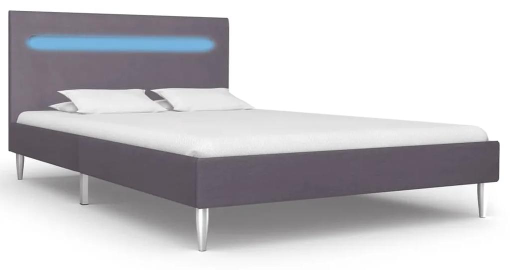 Cadru de pat cu LED-uri, gri, 120 x 200 cm, material textil Gri, 120 x 200 cm