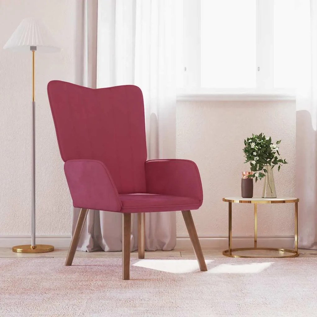327660 vidaXL Scaun de relaxare, roșu vin, catifea