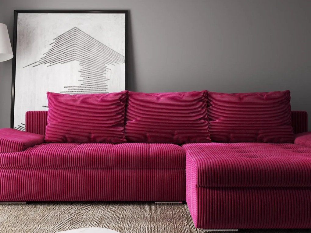 Colțar extensibil dumonde cu ladă de depozitare si sezut confortabil din spuma high-density, Leonardo Zoom Rosu 260x185 cm II