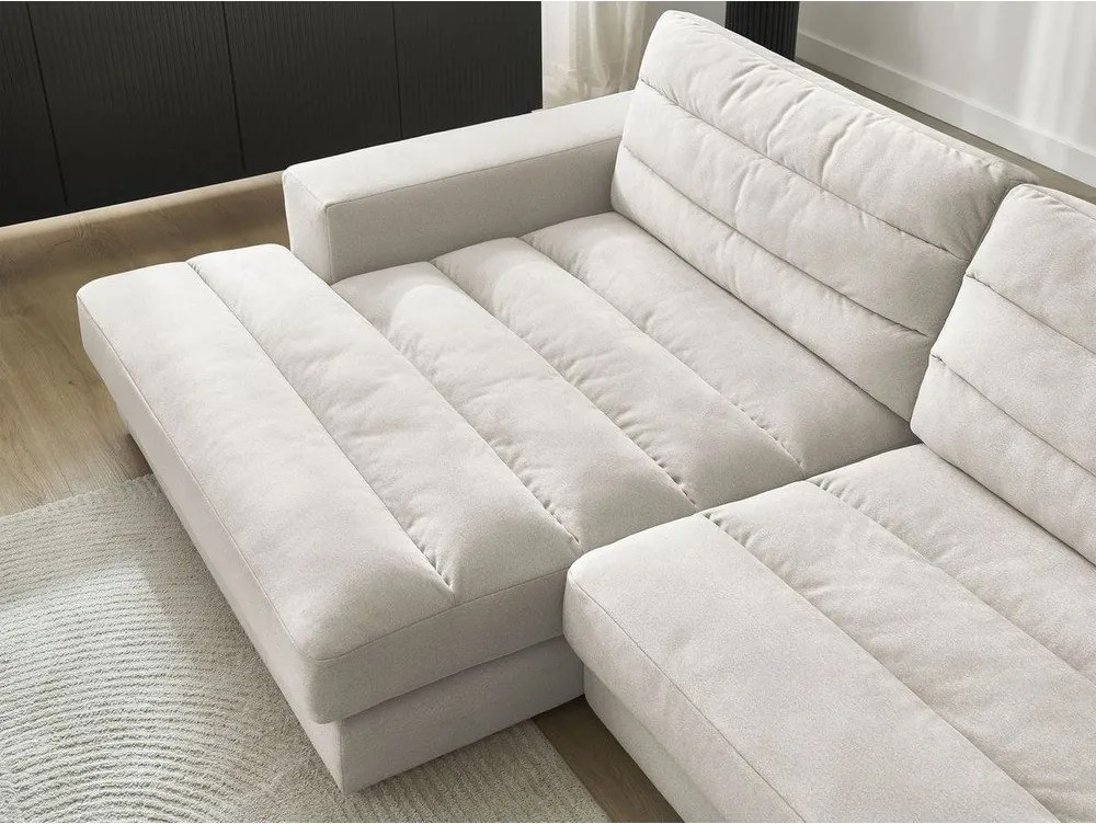 Colțar bej cu tapițerie din catifea (cu colț pe partea stângă/cu șezlong) Sierra – Bobochic Paris