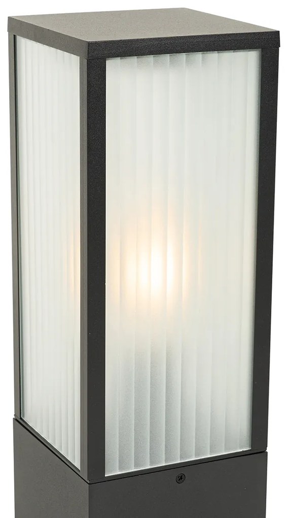 Lampă de podea inteligentă de exterior neagră cu sticlă canelată 40 cm incl. WiFi A60 - Charlois