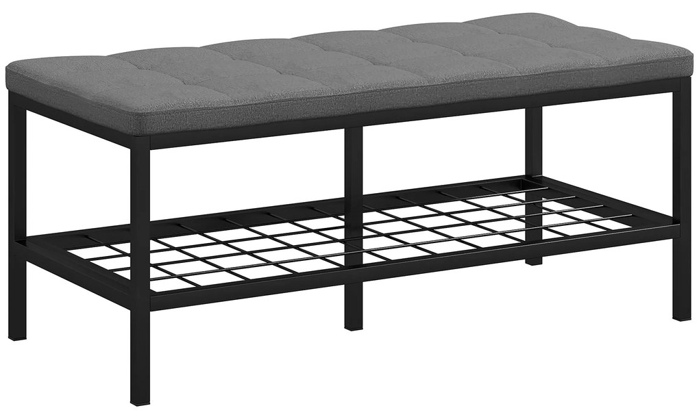 HOMCOM Banc de pantofi cu pernă rembursată și raft de depozitare, banc de intrare pentru hol, cameră, 90x41x40 cm, gri | Aosom Romania