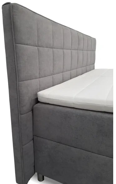 Pat tapițat reglabil electric HELEN 180x200 cm, gri, cu saltele și topper