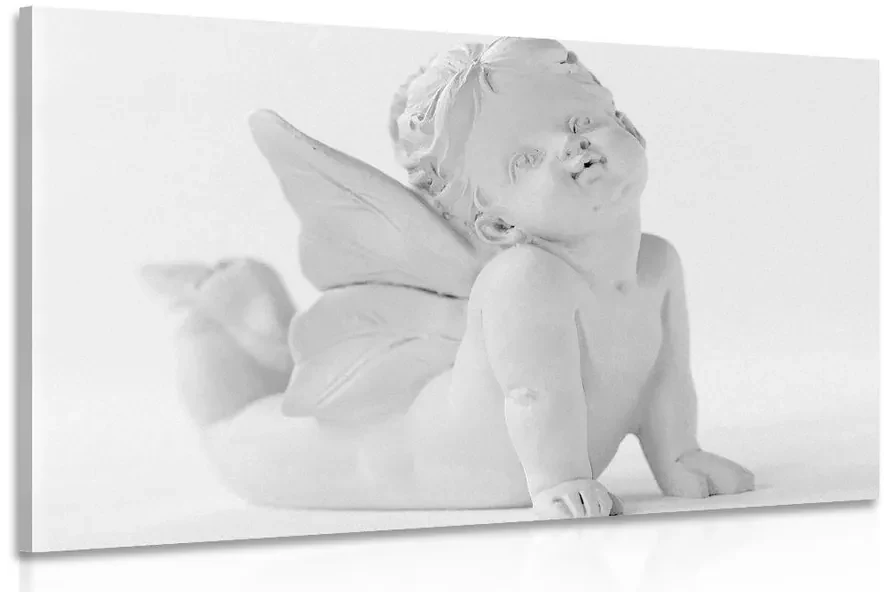 Tablou alb-negru statuie drăguță de înger