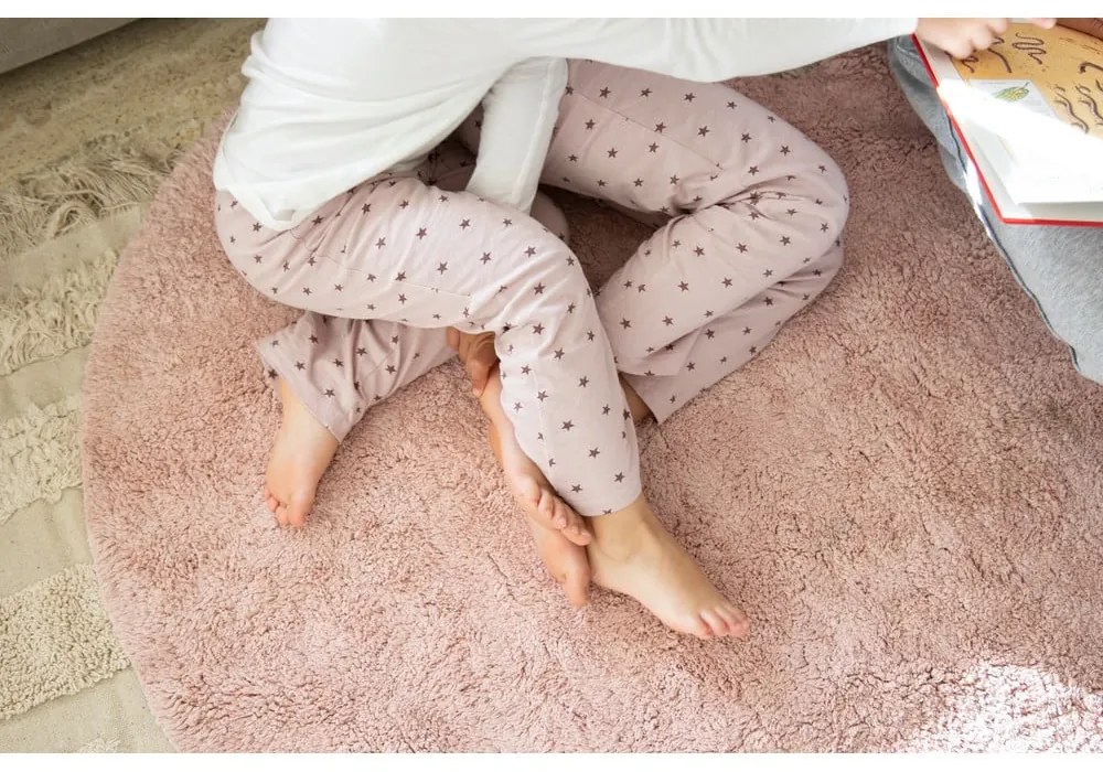 Covor pentru copii roz lavabil/țesut manual din bumbac 160x180 cm Puffy Love – Lorena Canals