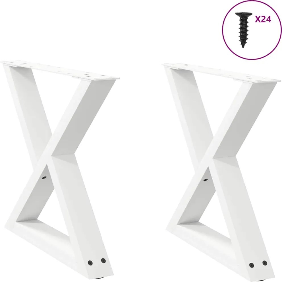 vidaXL Picioare pentru măsuță de cafea, 2 buc., alb, 60 x (42-43,3) cm, oțel