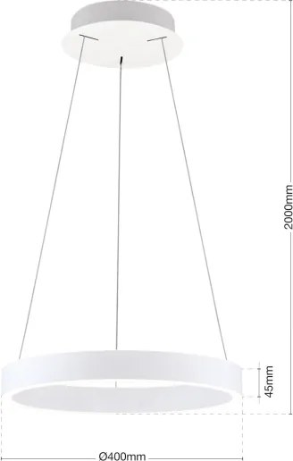 Orion - Pendul LED dimabil pe cablu KOLK, LED/40W/230V, 2700/3000/4000K, Ø 40 cm, alb