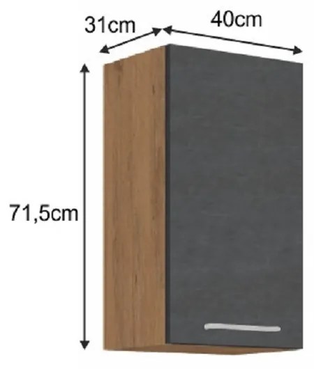 Dulap superior de bucătărie 40 G-72 1F Velaga (gri mat + stejar lancelot). 1015875
