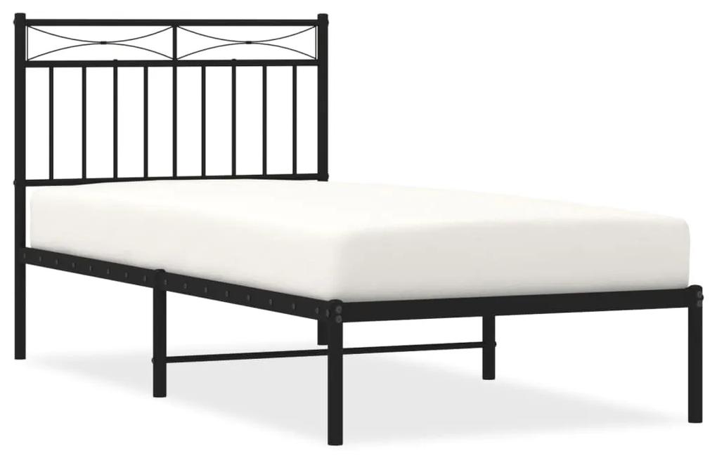 373684 vidaXL Cadru pat metalic cu tăblie, negru, 90x200 cm