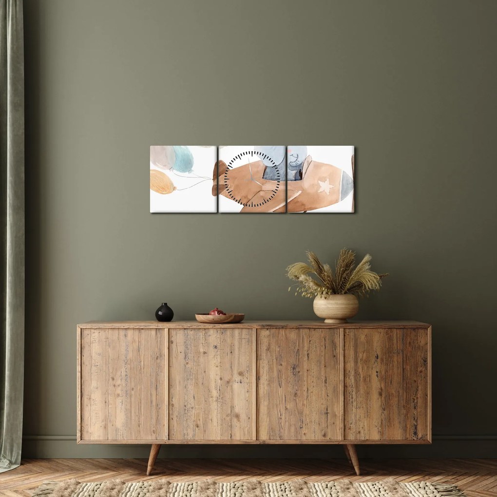 Tablou - Acuarelă elefant într-un avion (cu ceas) (90x30 cm)