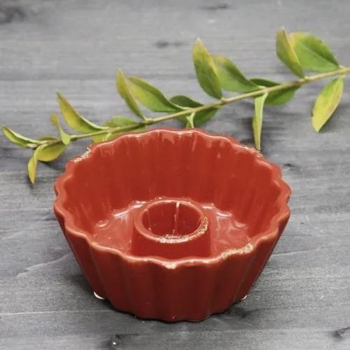 Suport lumanare Pastel din ceramica rosie 10 cm