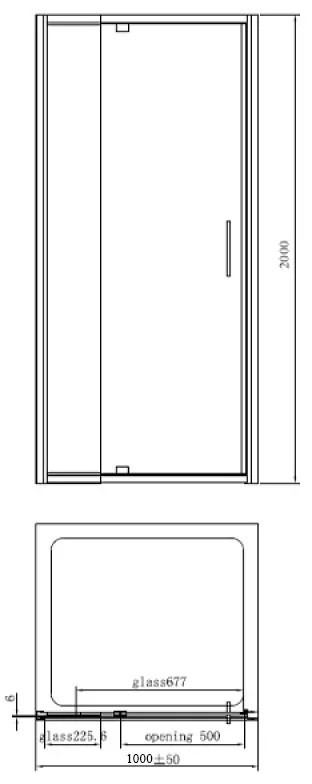 Cabina de dus dreptunghiulara Mediterraneo Anda 100 x 80 cm profil crom