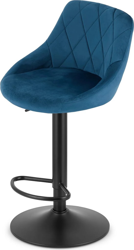 OFERTA Scaun de bar albastru VELVET KAST cu picior negru II. calitate
