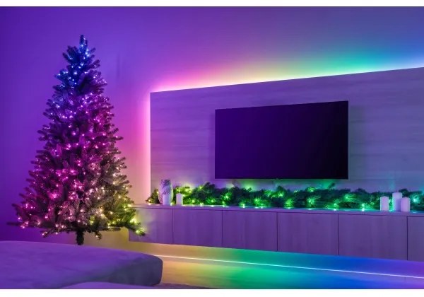 Twinkly GT90P4425P00 - Ghirlandă LED RGBW reglabilă pentru Crăciun, 50 LED, Wi‑Fi