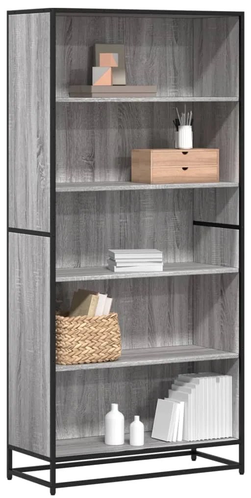 vidaXL Bibliotecă, gri sonoma, 80,5x35x170,5 cm, lemn prelucrat