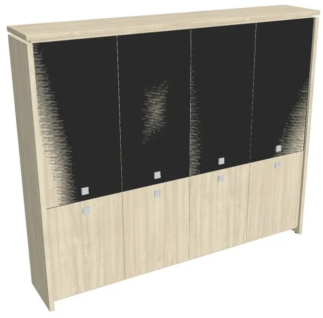 Dulap înalt Verno 248 x 46 x 210 cm, uși combinate, salcâm / negru