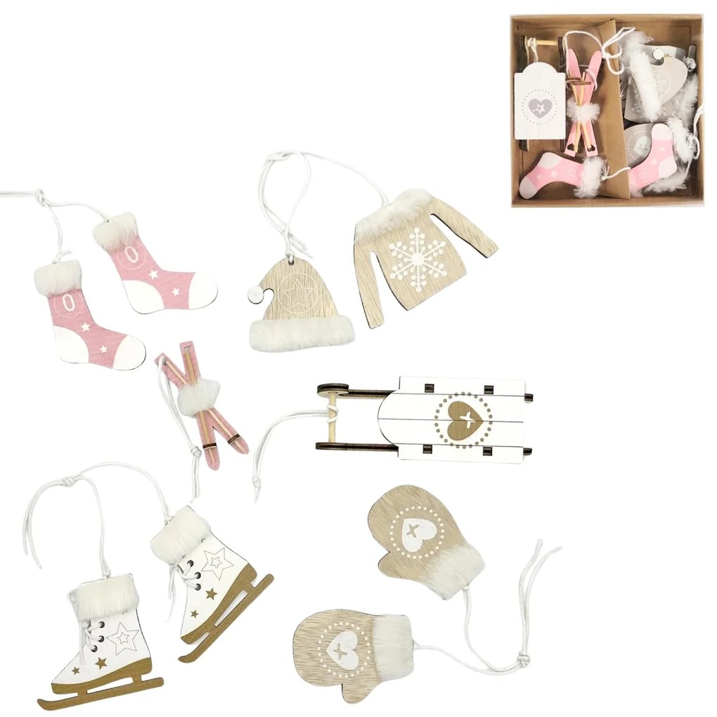 Set decoratiuni suspendate de Craciun NORDIC MOMENTS 6 buc roz