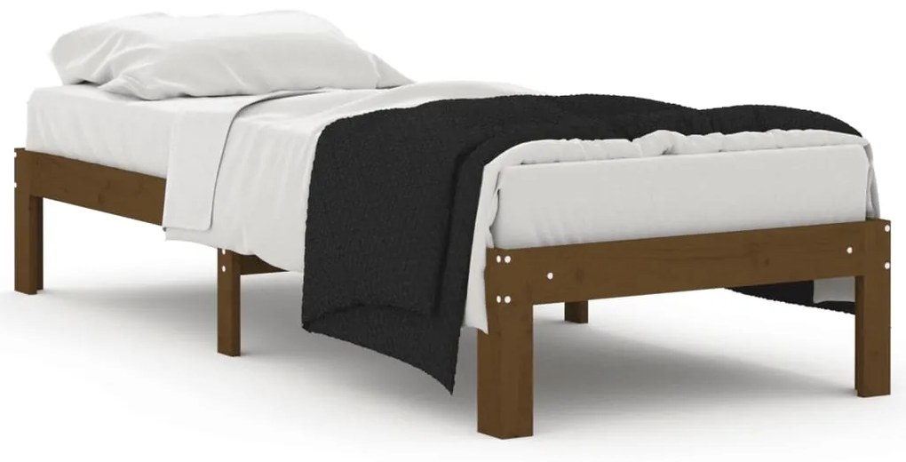 810328 vidaXL Cadru de pat mic single, maro miere, 75x190 cm, lemn masiv