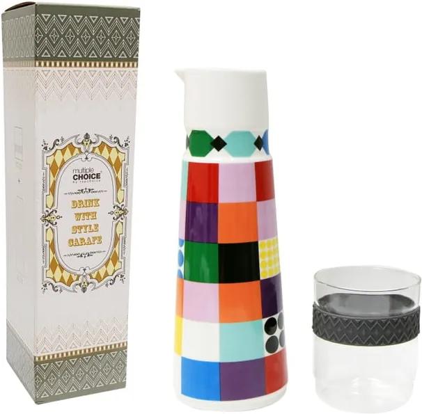 Set carafă din porțelan chinezesc și pahar Silly Design Colorful