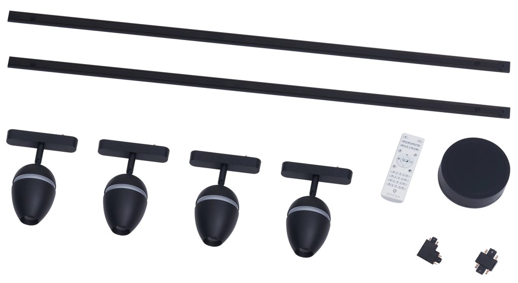 Sistem modern de iluminat pe șine cu 4 spoturi negre monofazate - Magnetic Eggy