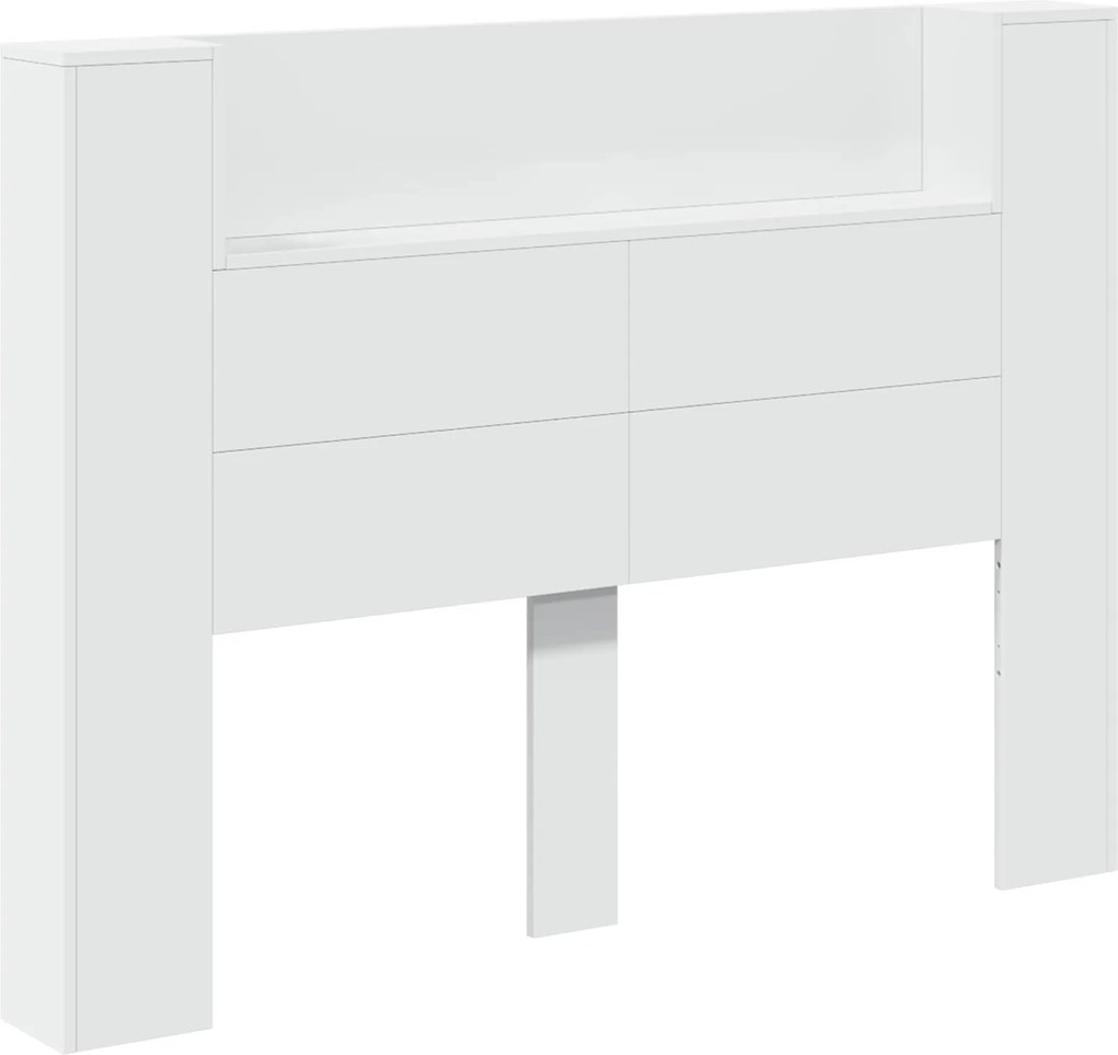 vidaXL Tăblie cap cu raft Alb 140 x 16,5 x 103,5 cm Lemn compozit