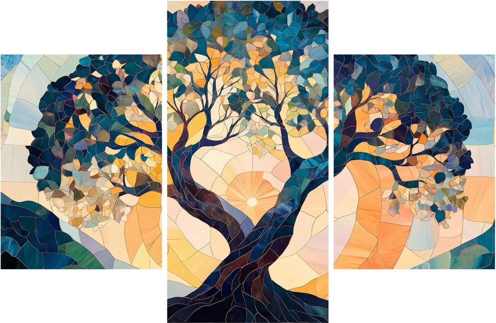 Tablou – Mozaic – soare și arbore II. (90x60 cm)