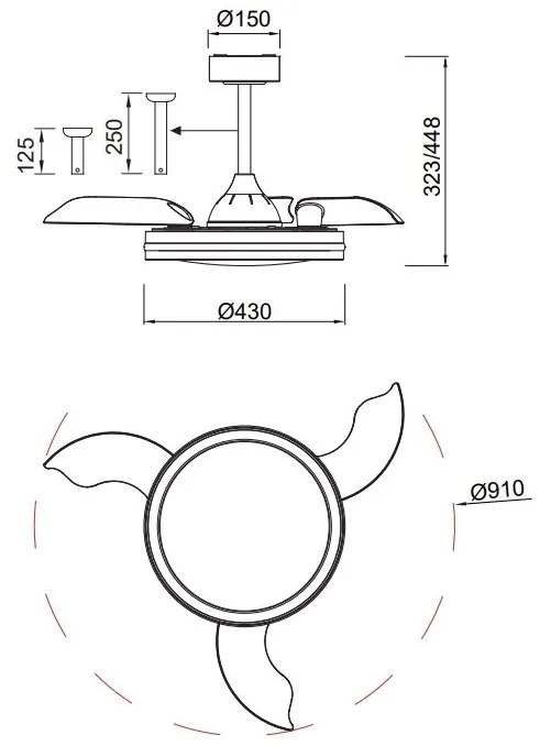 Lustra LED RGB CCT cu ventilator si telecomanda NORTH alb MA-8729