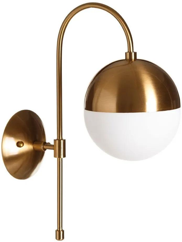 Lampa de Perete din Metal Auriu si Sticla Alba 28cm IXIA - Metal Auriu Lungime (28cm) x Latime (15cm) x Inaltime (38cm)