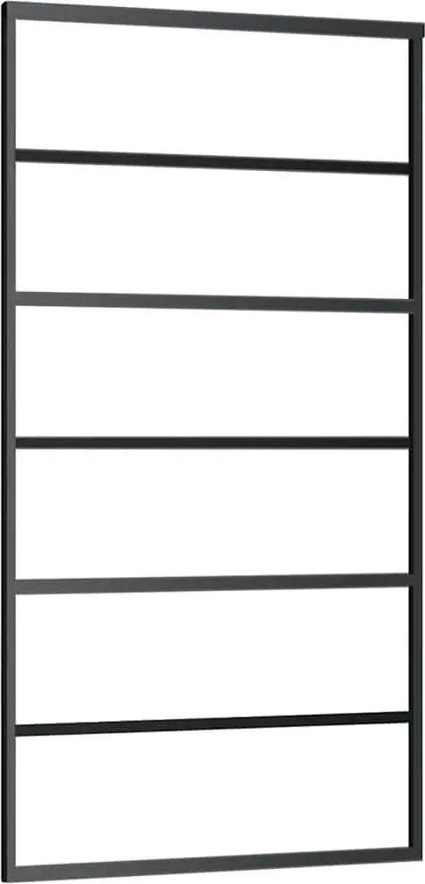 vidaXL Ușă glisantă, negru, 102x205 cm, sticlă ESG și aluminiu