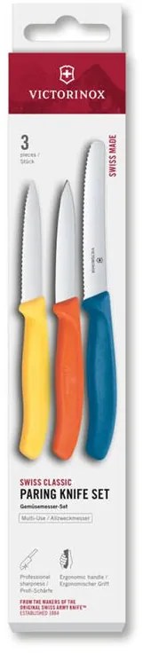 Cuțite de bucătărie VICTORINOX SWISS CLASSIC cu mânere colorate, set 3 buc