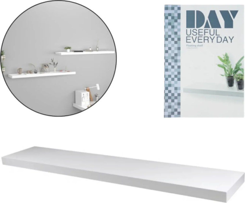 Polita de perete SHELORA 120x23,5 cm, alba