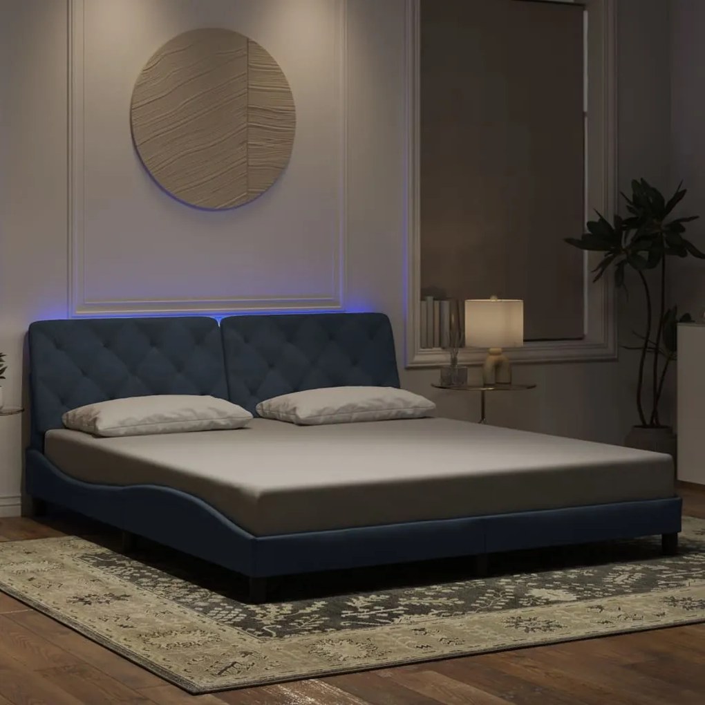 vidaXL Cadru de pat cu lumini LED, gri închis, 180x200 cm, catifea