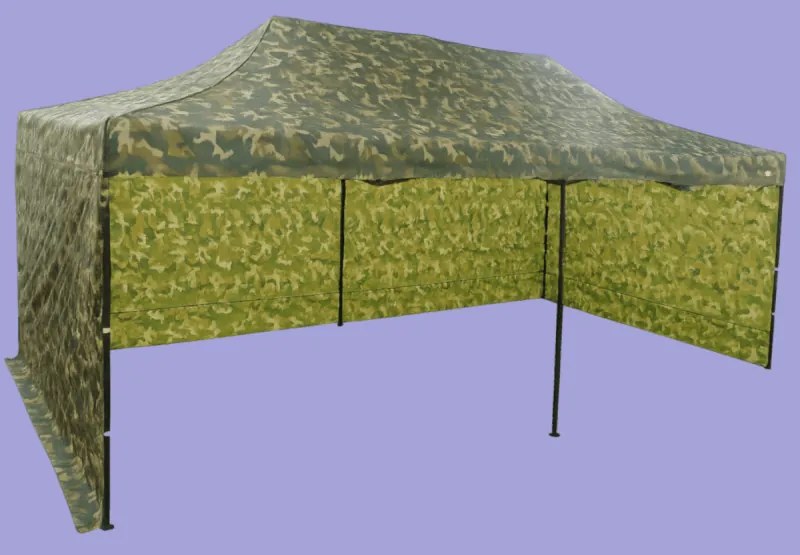 Pavilion de grădină  3x6m – din aluminiu, 3 pereţi laterali, Camuflaj