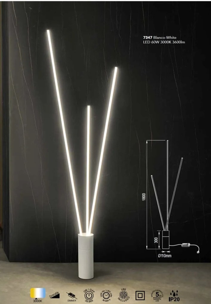 Lampadar LED design modern minimalist VERTICAL 60W alb