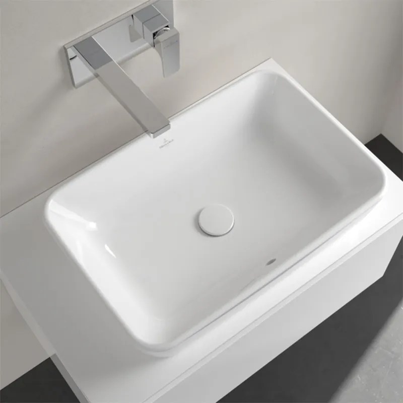 Lavoar pe blat, Villeroy & Boch, Architectura, dreptunghiular, 60 cm, cu preaplin, alb