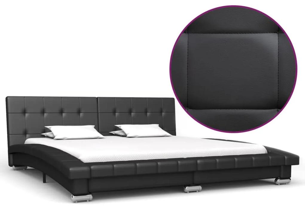 Cadru de pat, negru, 200 x 160 cm, piele ecologica Negru, 160 x 200 cm