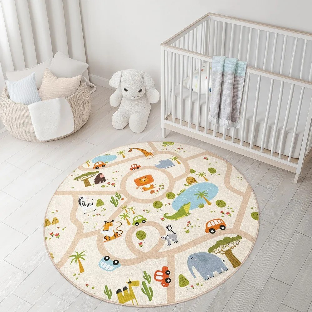 Covor de joacă pentru copii lavabil ø120 cm Savana Ride – Mila Home